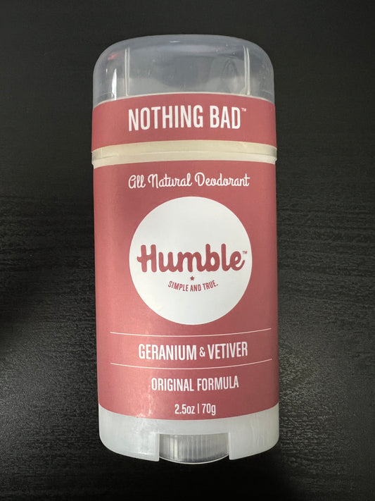 Humble All Natural Deodorant Geranium & Vetiver 2.5oz Front