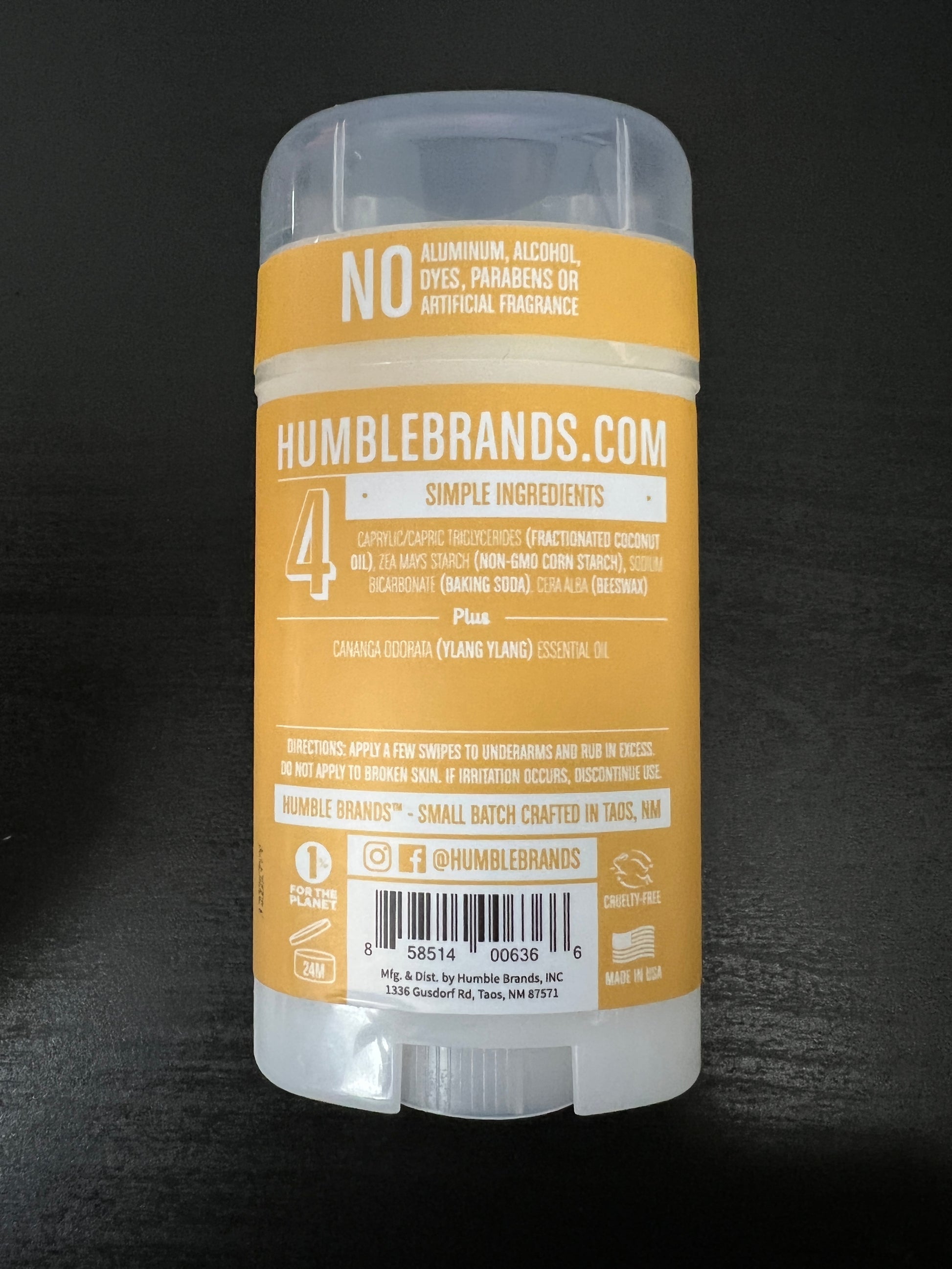 Humble All Natural Deodorant Ylang Ylang 2.5oz Back