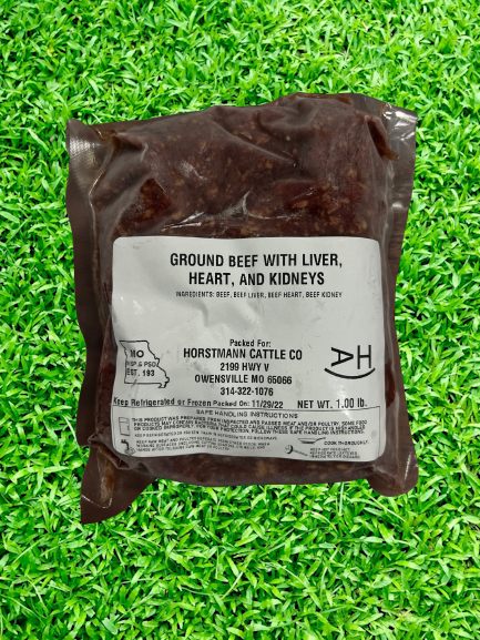 Horstmann Cattle Co Ancestral Blend Ground Beef with Liver, Heart, and Kidneys 1 lb.