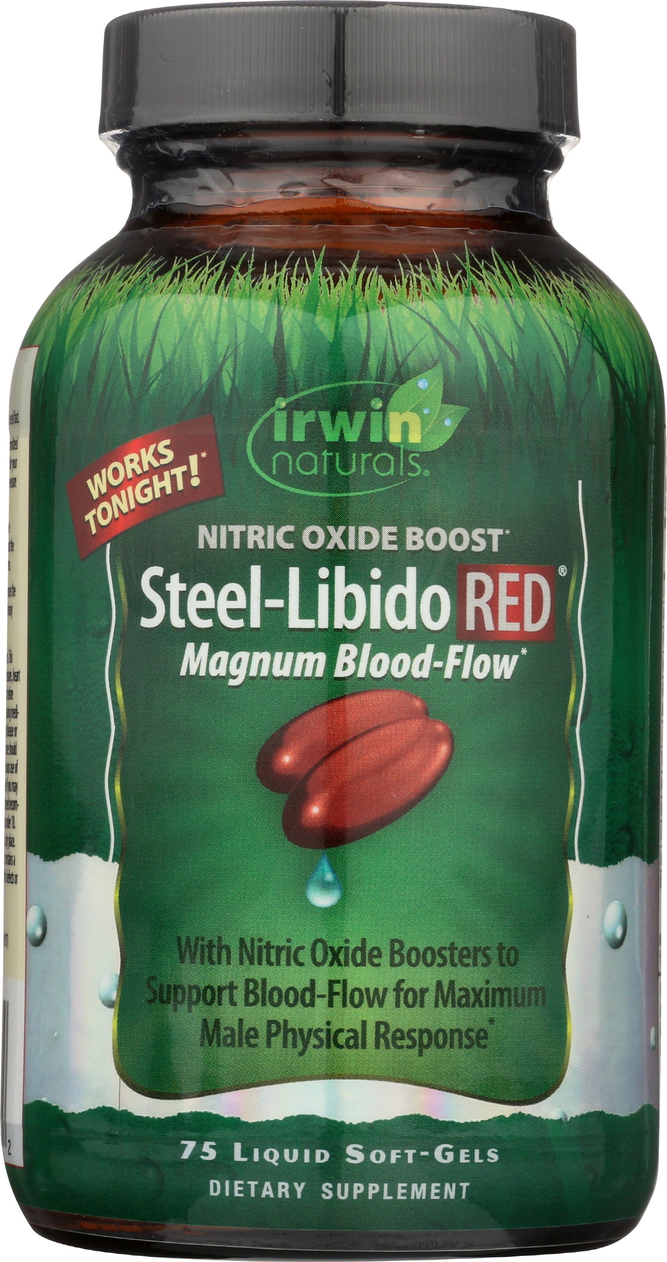 Irwin Naturals Steel-Libido Red 75 Liquid Soft Gels Front of Bottle