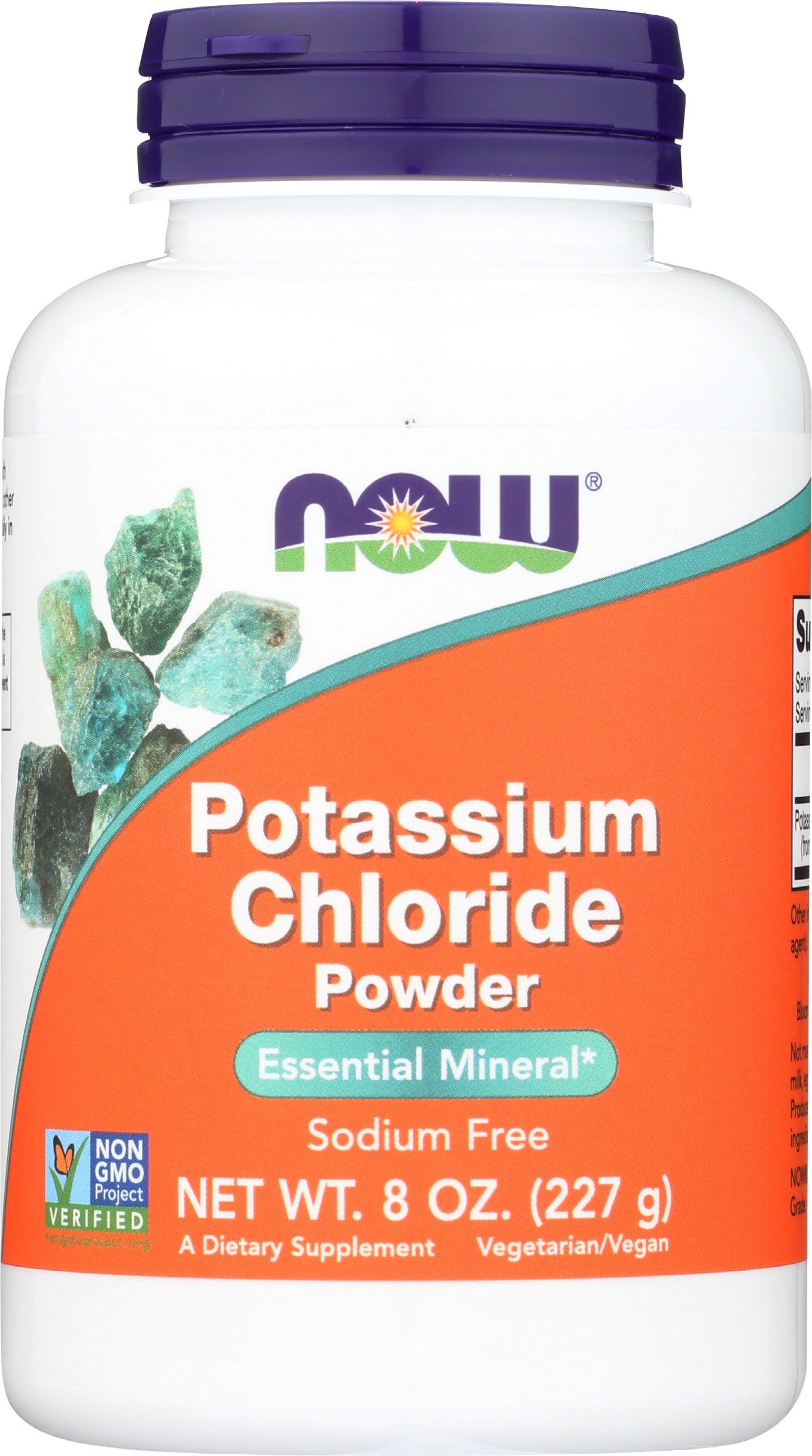 NOW Potassium Chloride Powder 8oz Front of Bottle
