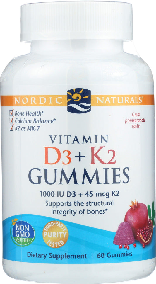 Nordic Naturals Vitamin D3 + K2 Gummies 60 Gummies Front of Bottle