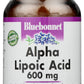 Bluebonnet Alpha Lipoic Acid 600mg 60 Vegetable Capsules Front