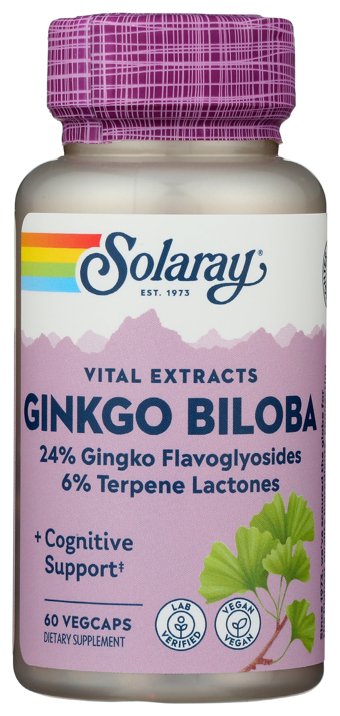 Solaray Ginkgo Biloba 60 VegCaps Front of Bottle