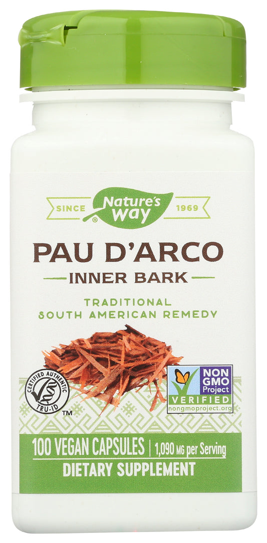 Nature's Way Pau D'Arco 1,090 mg 100 Vegan Capsules Front of Bottle