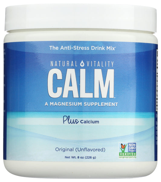 Natural Vitality Calm Magnesium Supplement Plus Calcium 8oz Front of Bottle
