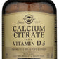 Solgar Calcium Citrate with Vitamin D3 60 Tablets Front of Bottle
