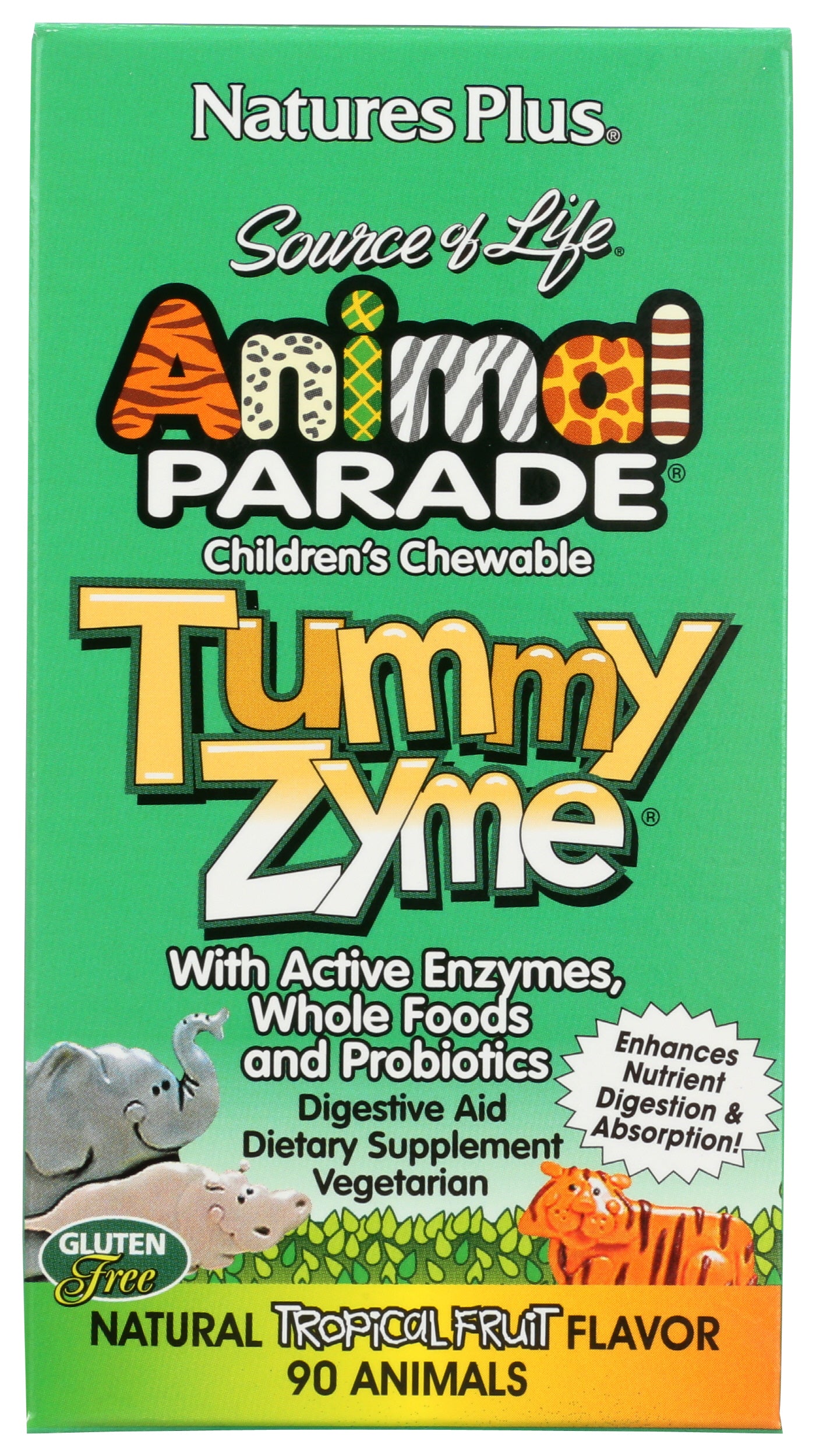 NaturesPlus Tummy Zyme Animal Parade 90 Tablets Front