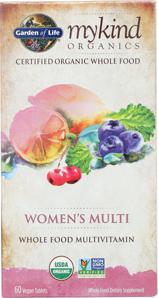 Garden of Life MyKind Organics Women's Multi 60 Vegan Tablets Front of Box