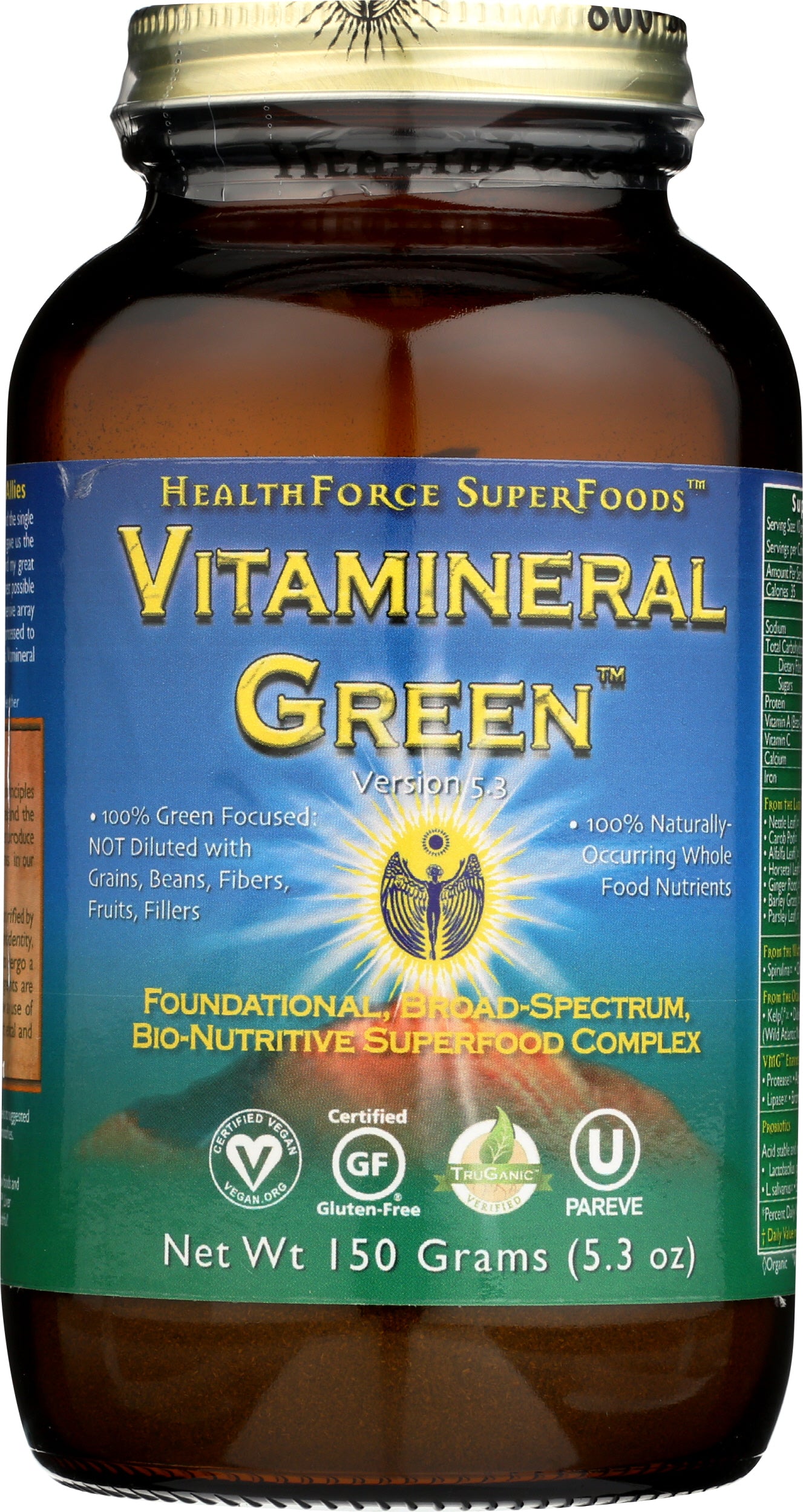 HealthForce SuperFoods Vitamineral Green Powder 150g Front of Bottle