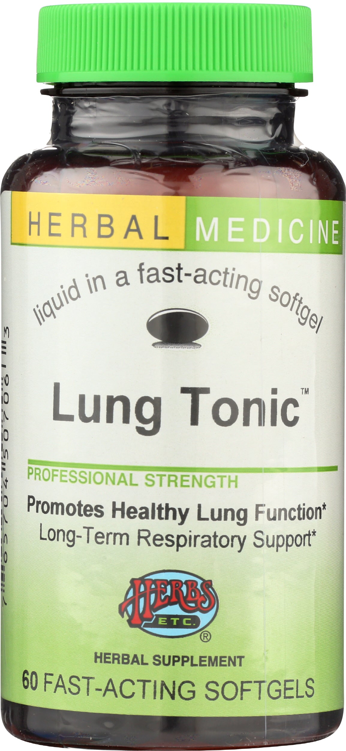 Herbs Etc. Lung Tonic 60 Softgels Front of Bottle