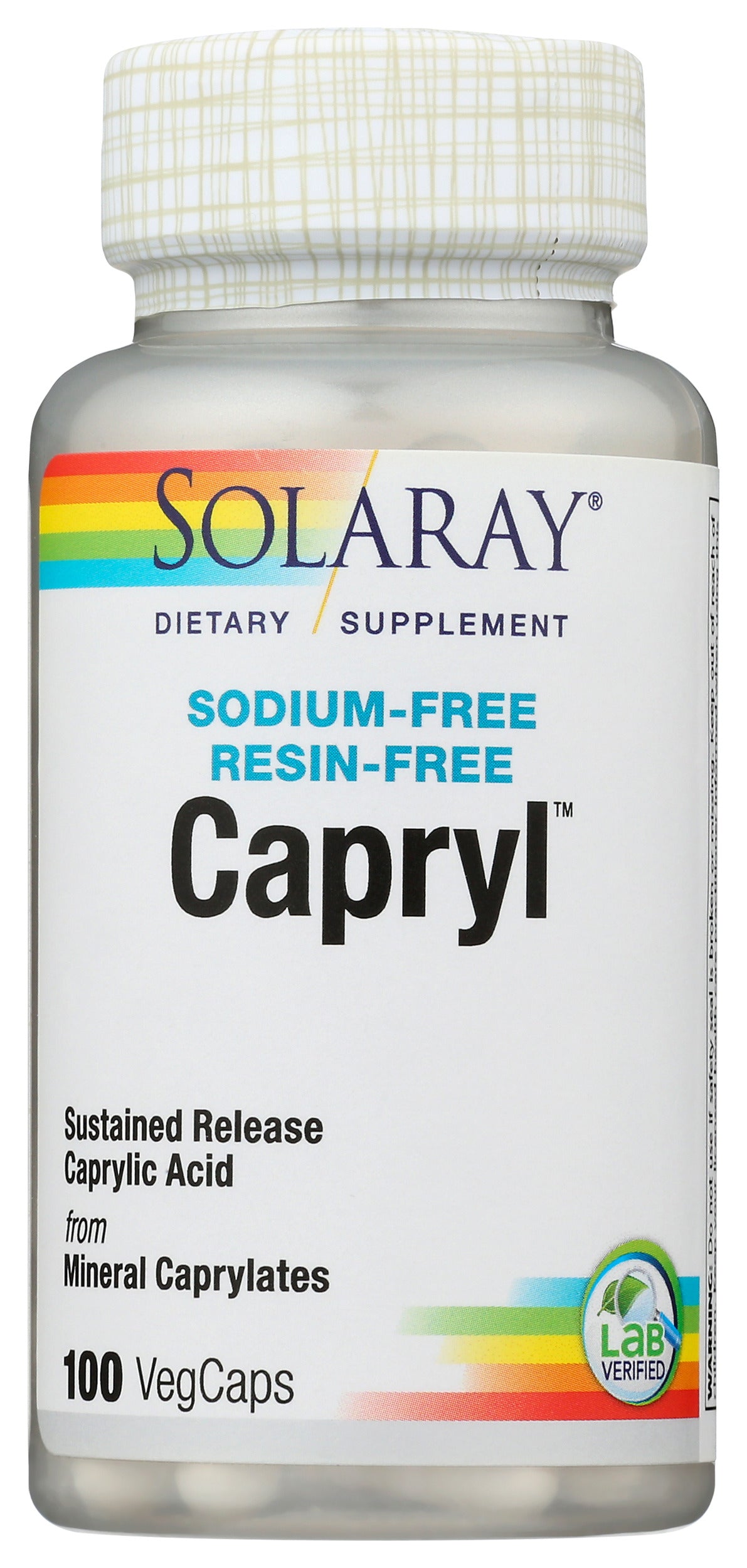 Solaray Capryl 100 VegCaps Front