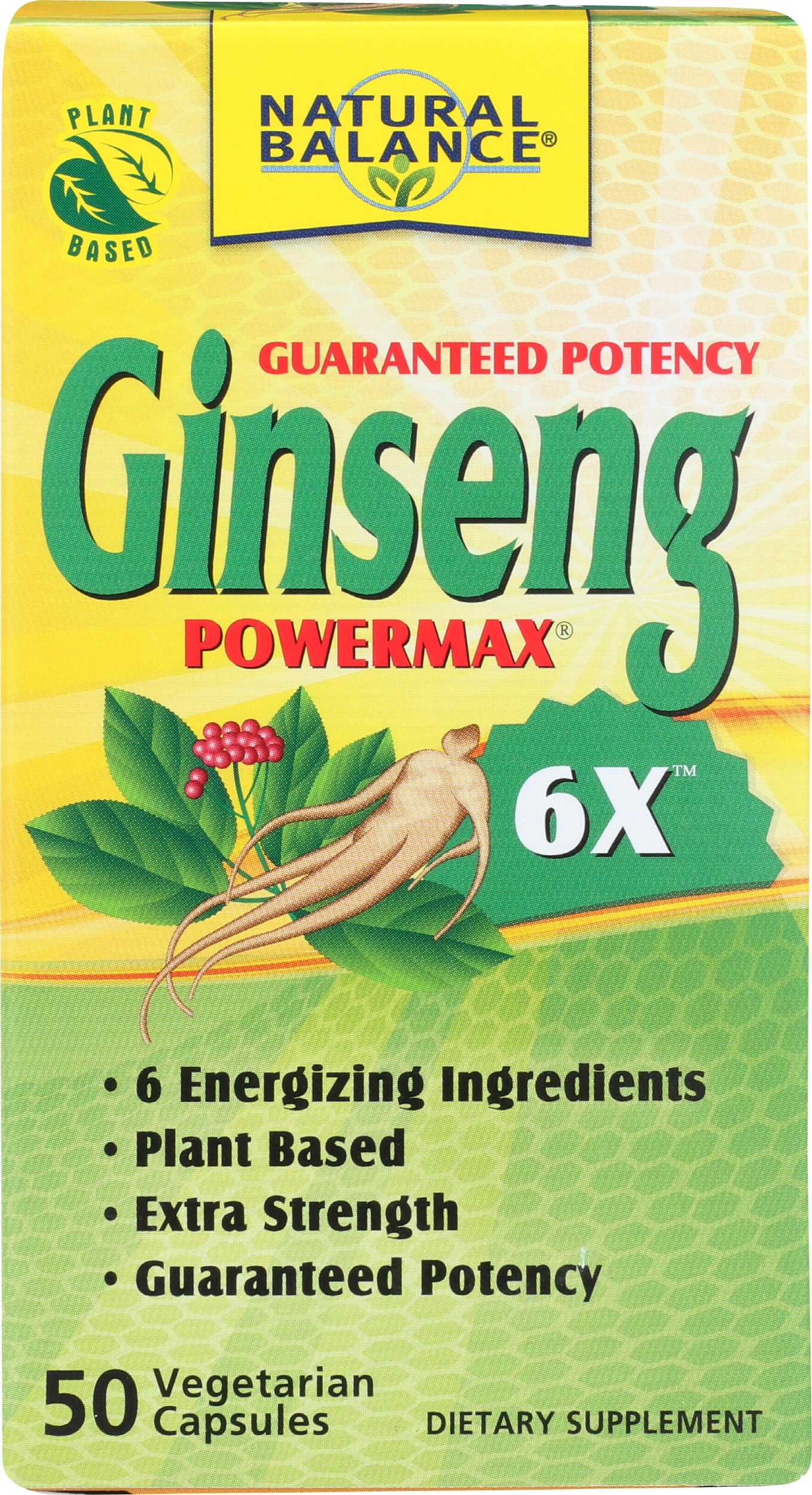 Natural Balance Ginseng Powermax 6X 50 VegCaps Front