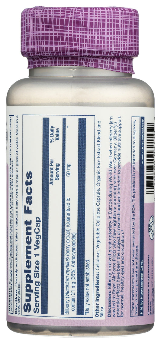 Solaray Vital Extracts Bilberry 60 mg 60 VegCaps Back