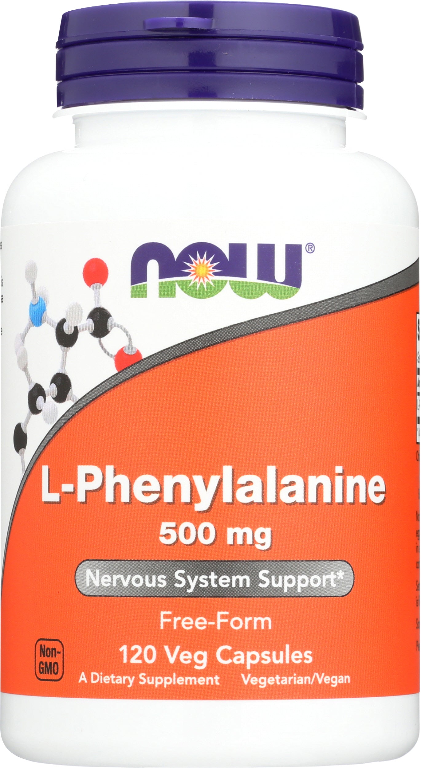 NOW L-Phenylalanine 500 mg 120 Veg Capsules Front