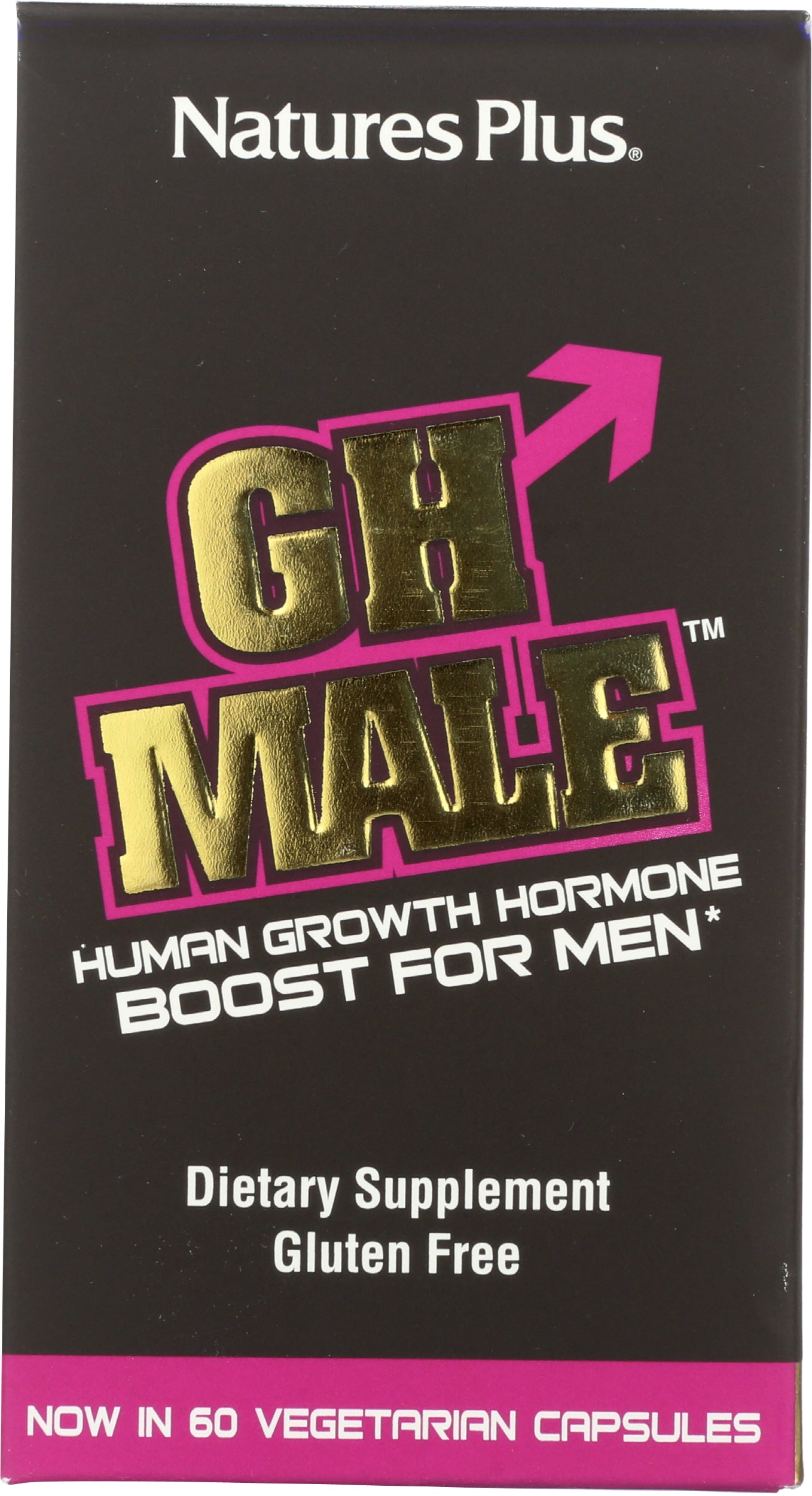 Natures Plus GH Male 60 Vegetarian Capsules Front of Bottle
