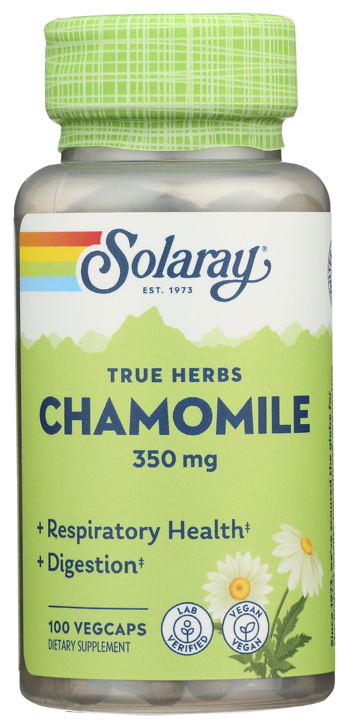 Solaray Chamomile 350mg 100 VegCaps Front of Bottle