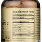 Solgar Ester-C Plus 500 mg Vitamin C 100 Vegetable Capsules Back of Bottle