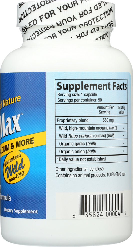 North American Herb & Spice OregaMax 90 Capsules Back of Bottle
