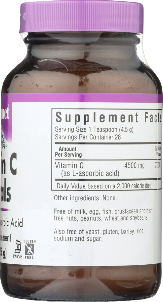 Bluebonnet Vitamin C Crystals 4.4 Oz Back of Bottle