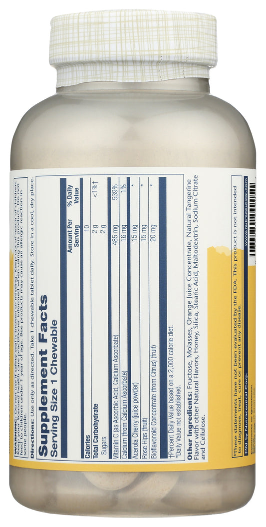 Solaray Buffered Vitamin C 485mg 100 Chewables Back of Bottle