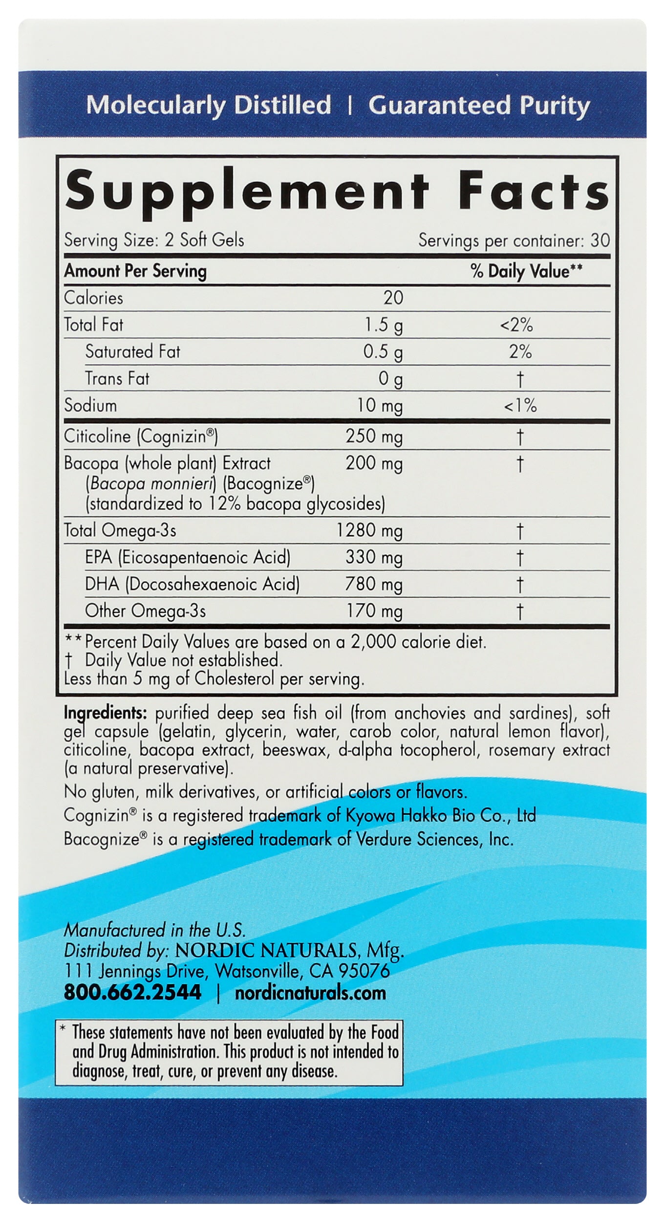 Nordic Naturals Omega Focus 60 Soft Gels Back of Box