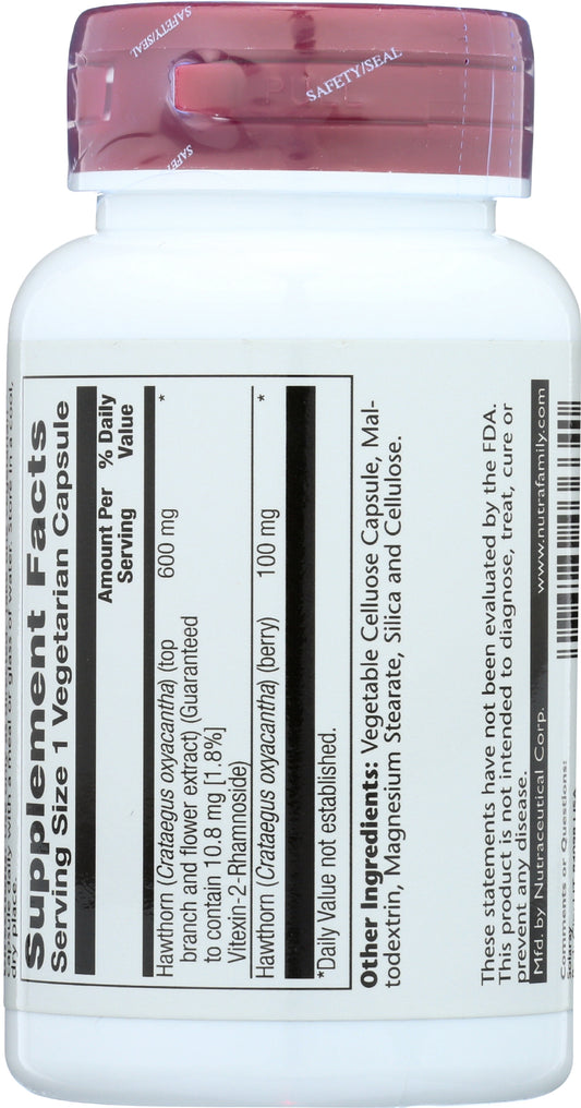 Solaray Hawthorn Aerial Extract 600 mg 30 VegCaps Back