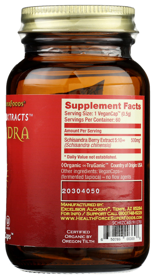 HealthForce SuperFoods Schisandra 60 VeganCaps Back of Bottle