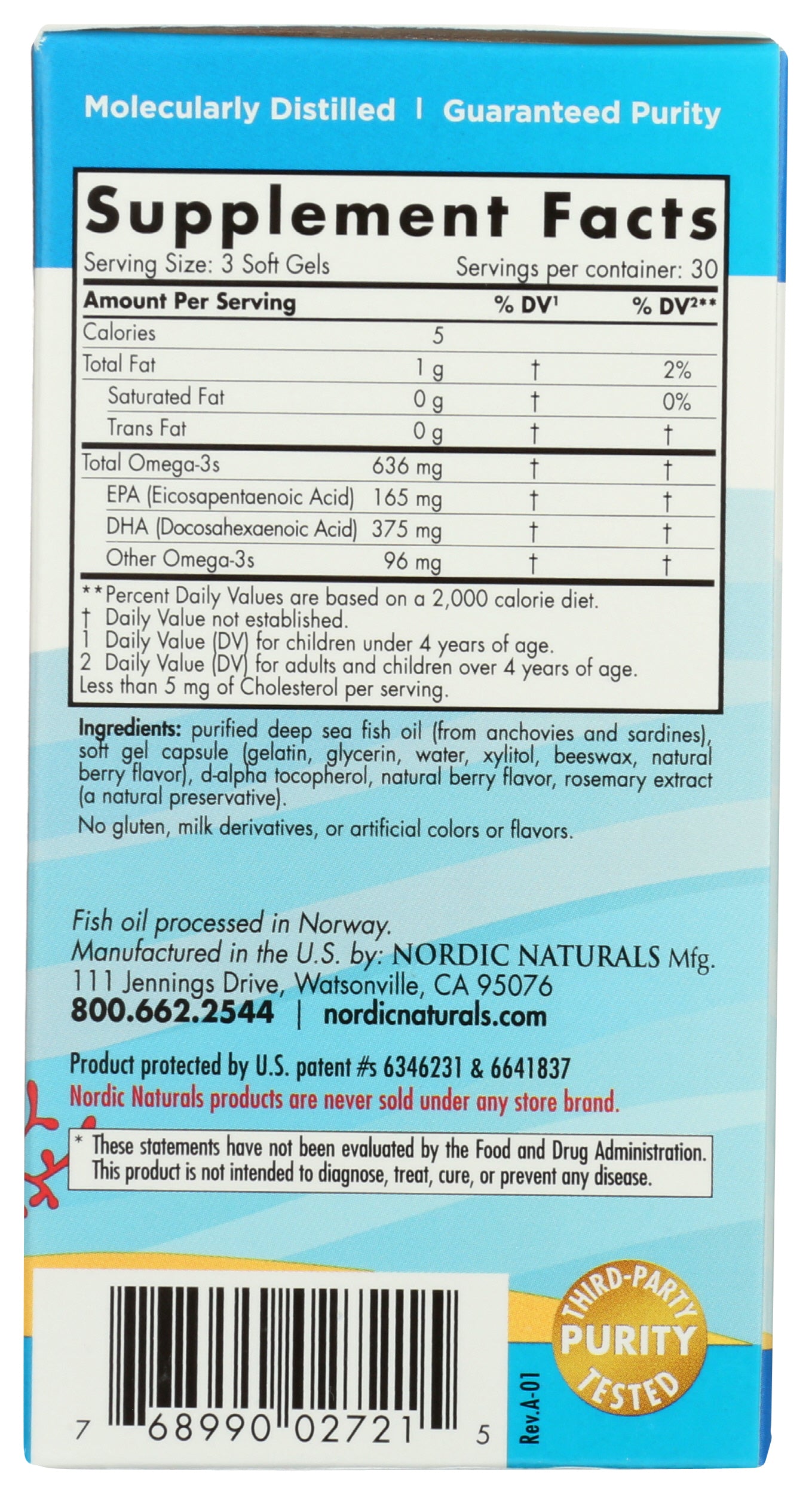 Nordic Naturals Children's DHA Xtra 636 mg Omega-3 90 Mini Soft Gels Back