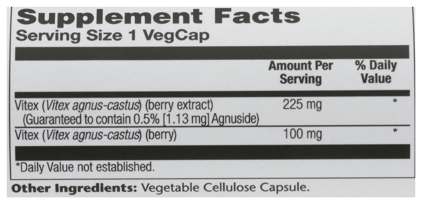 Solary Vitex Berry Extract 225mg 60 VegCaps Back