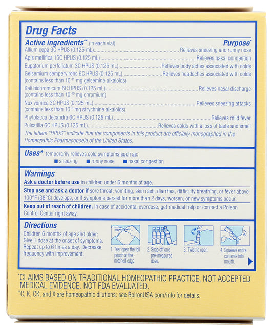 Boiron ColdCalm Baby 30 Liquid Doses Back