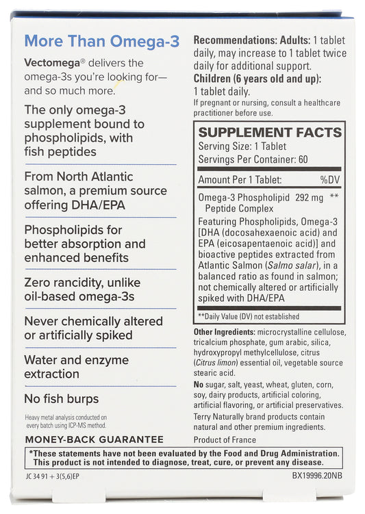 Terry Naturally Vectomega Salmon Omega-3 EPA/DHA 60 Tablets