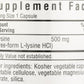 Bluebonnet L-Lysine 500 mg 100 Vegetable Capsules Back