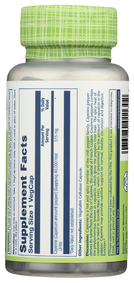 Solaray True Herbs Cayenne 515 mg 100 VegCaps Back
