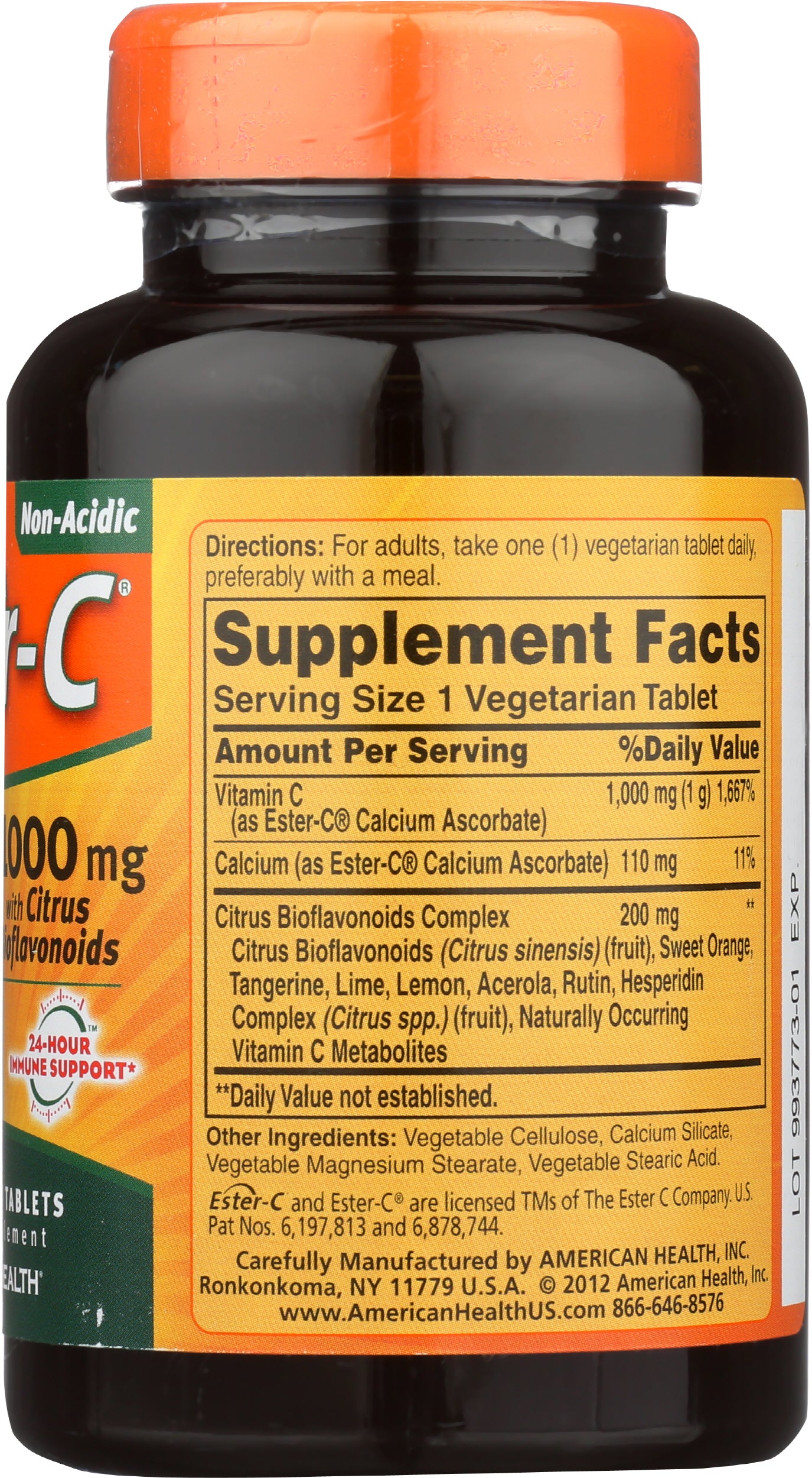 American Health Ester-C 1000mg 90 Vegetarian Capsules Back of Bottle