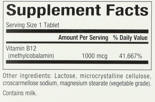 Natural Factors Methylcobalamin 1000 mcg 90 Tablets Back of Box
