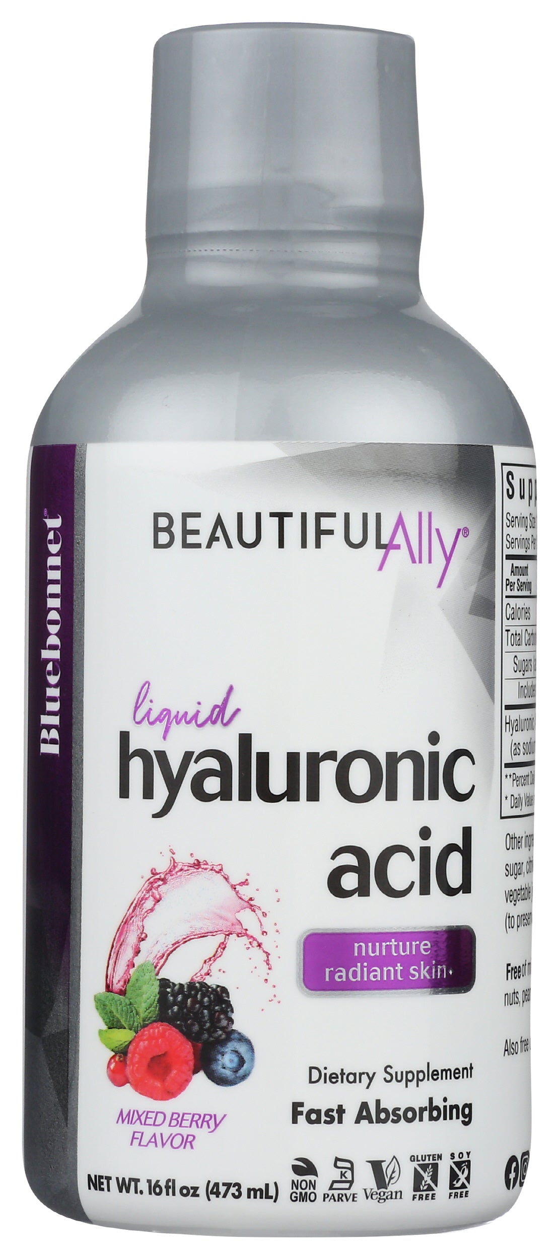 Bluebonnet Liquid Hyaluronic acid Mixed Berry Flavor 16 fl oz