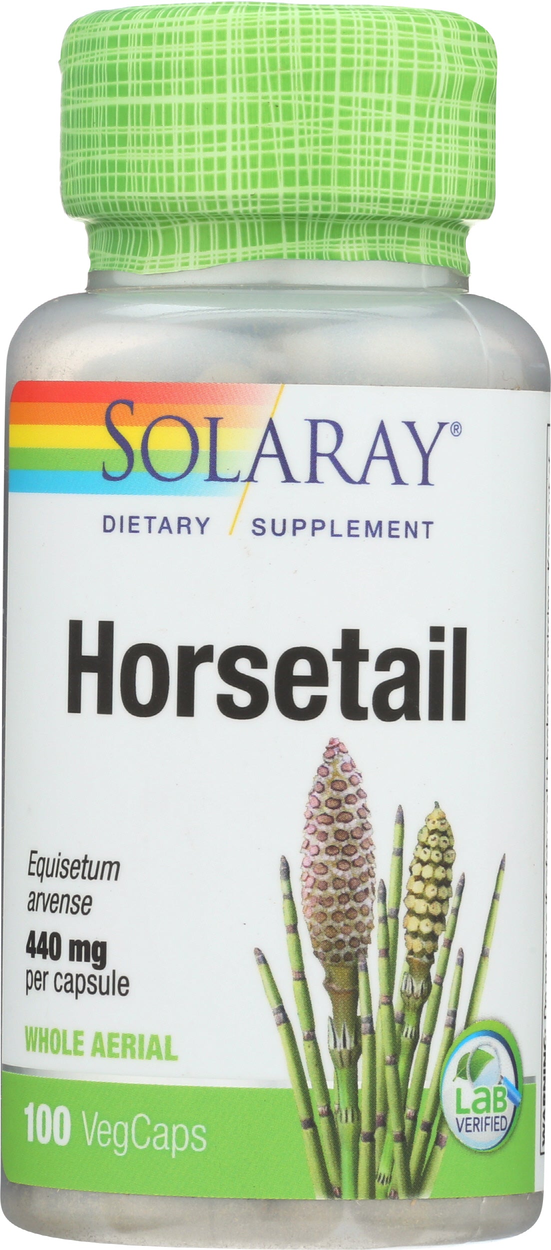 Solaray Horsetail 880 mg 100 Veg Caps Front of Bottle