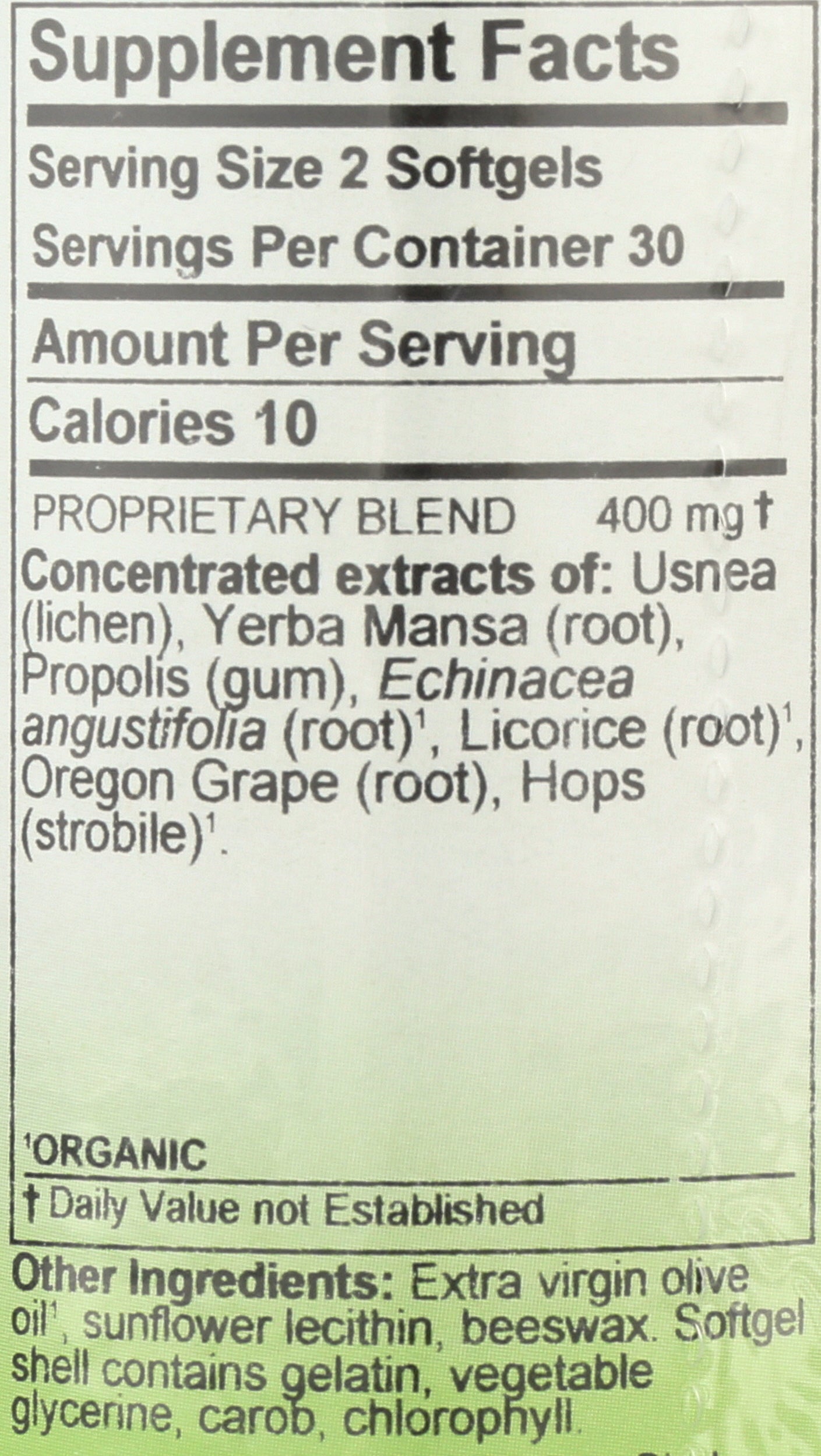 Herbs Etc. Phytocillin 60 Softgels Back of Bottle