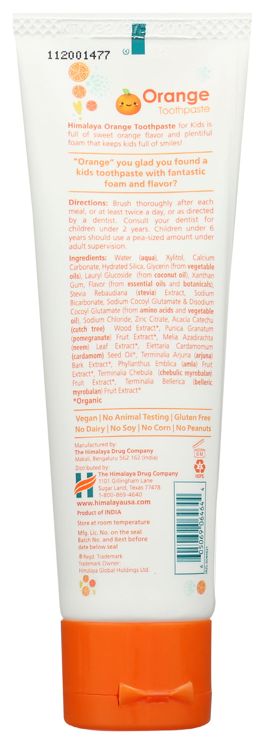 Himalaya Kids Orange Toothpaste 4 oz Back