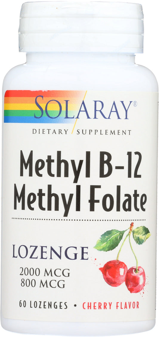 Solaray Methyl B-12 Folate 60 Lozenges Front of Bottle