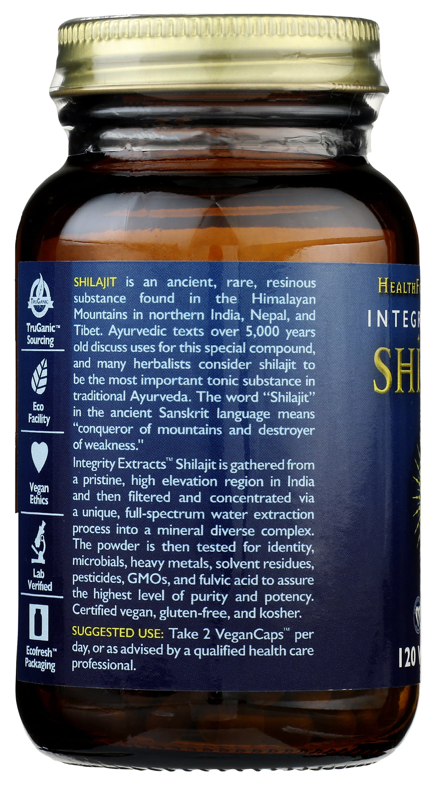 HealthForce SuperFoods Shilajit 120 VeganCaps Back of Bottle