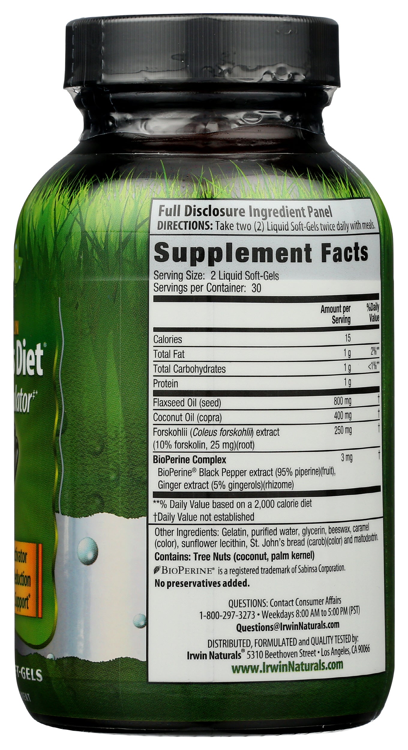 Irwin Naturals Forskolin Fat-Loss Diet Lipo-Stimulator 60 Liquid Soft Gels Back
