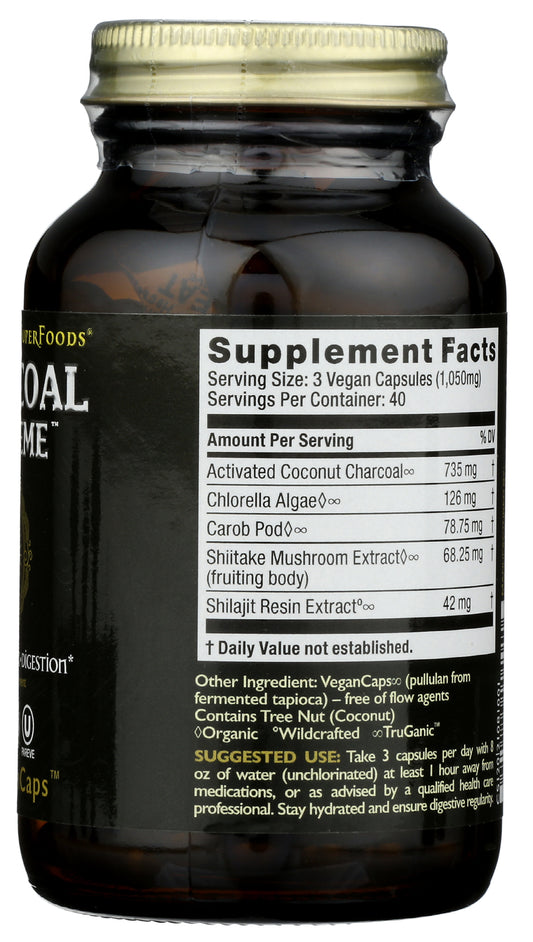 HealthForce SuperFoods Charcoal Supreme 120 VeganCaps Back of Bottle