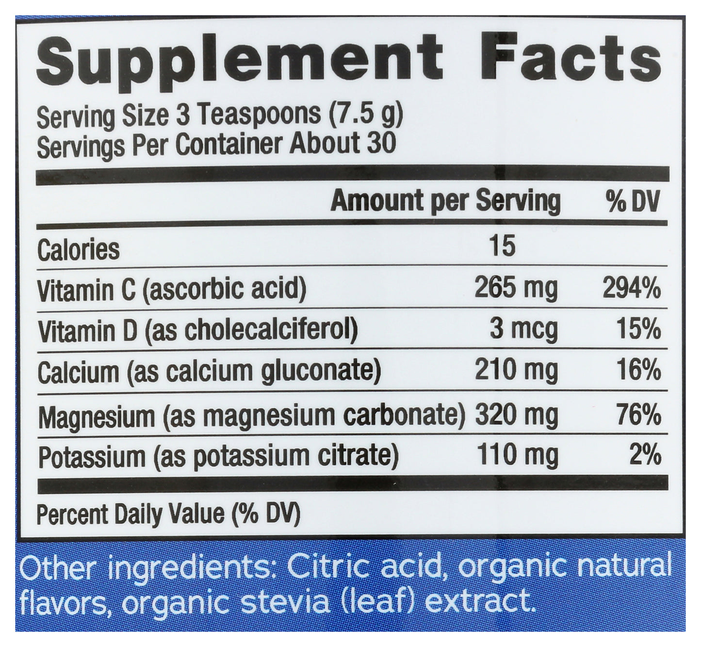 Natural Vitality Calm Magnesium Supplement Plus Calcium Raspberry-Lemon Flavor 8oz Back of Bottle