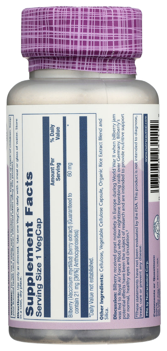 Solaray Vital Extracts Bilberry 60 mg 120 VegCaps Back