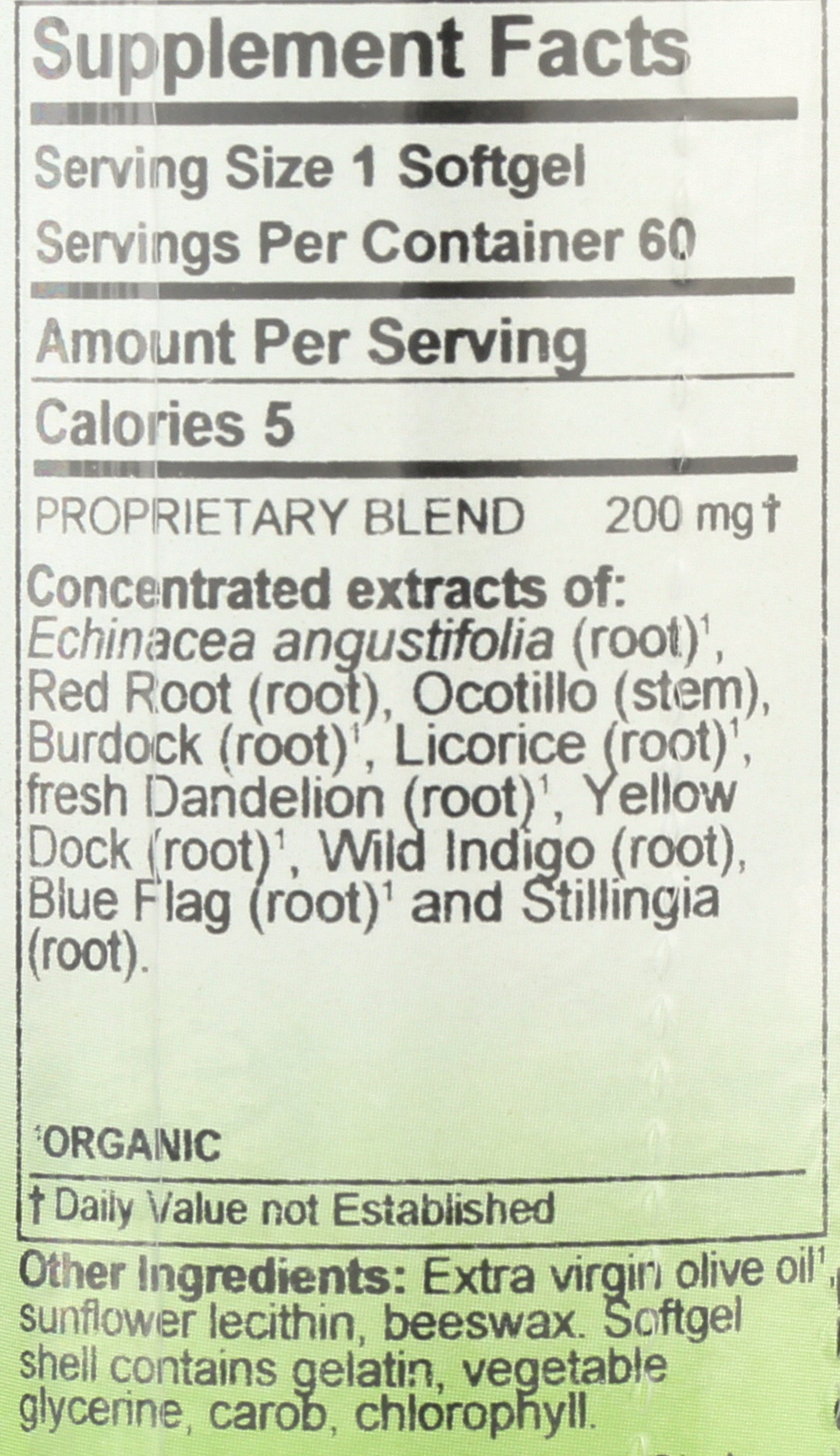 Herbs Etc. Lymphatonic 60 Softgels Back of Bottle