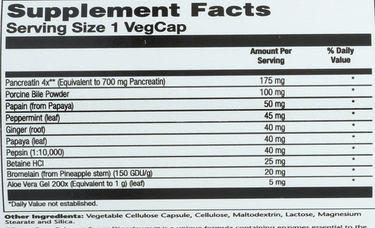 Solaray Super Digestaway 90 VegCaps Back