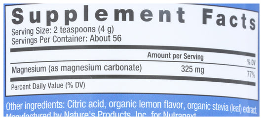 Natural Vitality Calm Magnesium Supplement Lemon Flavor 8oz Back of Bottle