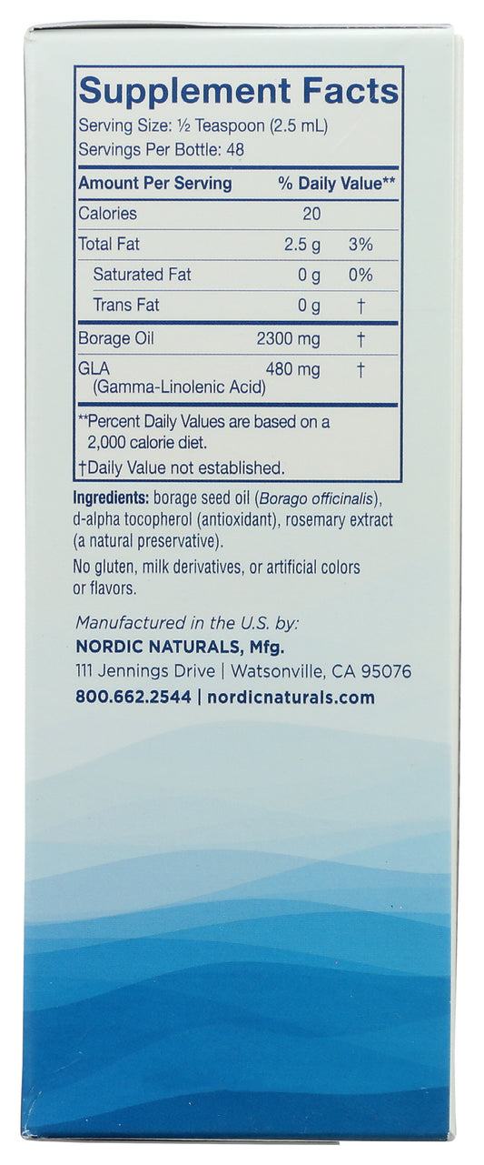 Nordic Naturals Nordic Beauty Borage Oil 4 fl oz Back